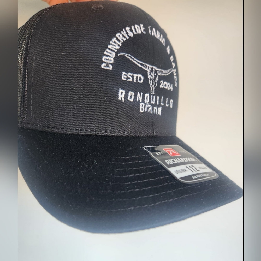 Ronquillo Brand Enbroidered Black Brand Cap